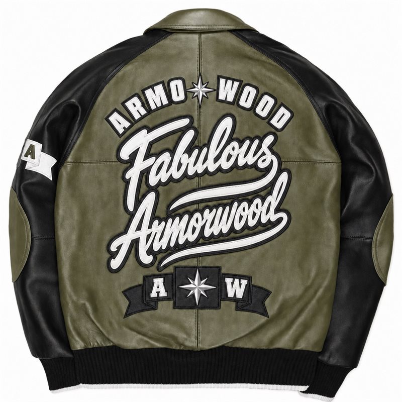 Custom Applique Embroidery Leather Varsity Jacket for Men