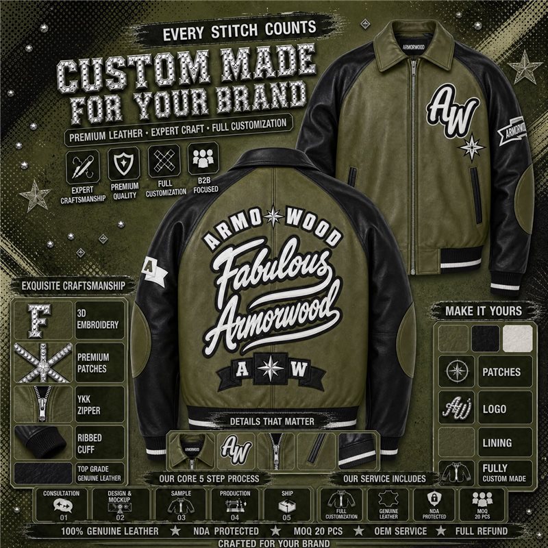 Custom Color Blocking Leather Jacket for Men