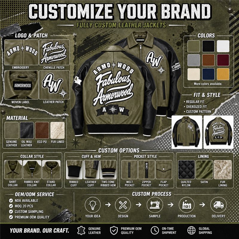Custom Contrast Patchwork Genuine Leather Jacket