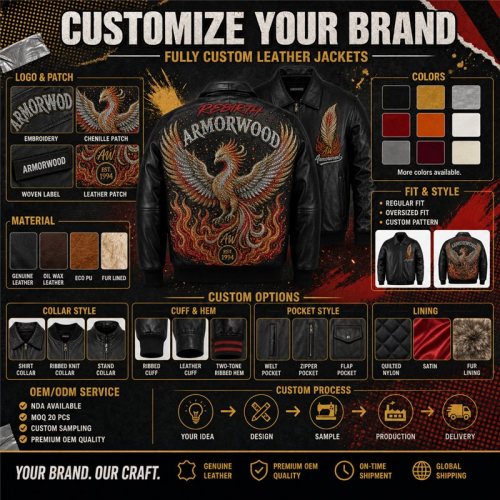 Custom Leather Jacket for Men Streetwear Brand, Rhinestone, Custom Made to Order