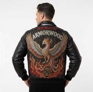 Custom Leather Jacket for Men Streetwear Brand, Rhinestone, Custom Made to Order