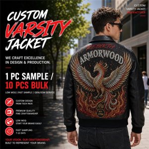 Custom Leather Jacket for Men Streetwear Brand, Rhinestone, Custom Made to Order