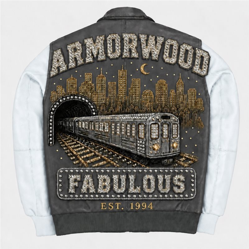 Contrast Leather Bomber Jacket for Men