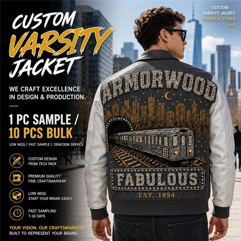 High Street Men's Genuine Leather Bomber Jacket Custom Made, Rhinestone