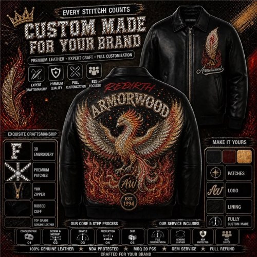 Custom Leather Jacket for Men Streetwear Brand, Rhinestone, Custom Made to Order