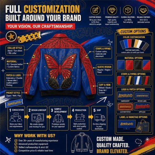 Men's Streetwear Style Genuine Leather Aviator Jacket Custom Made