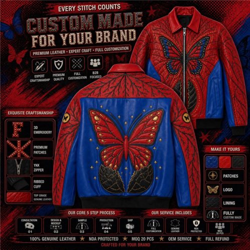 Men's Streetwear Style Genuine Leather Aviator Jacket Custom Made