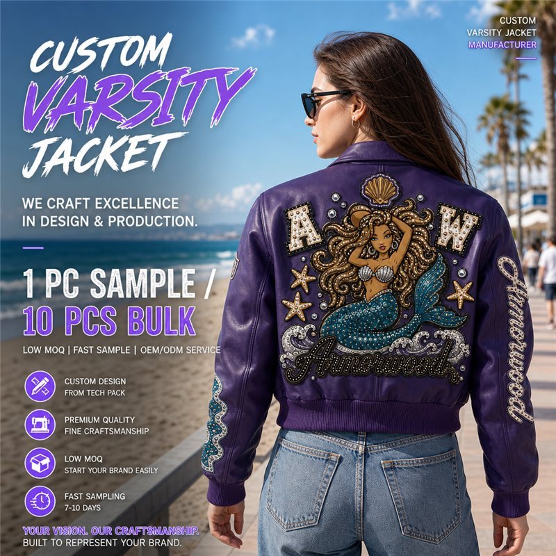 Cropped Leather Bomber Jacket for Women Custom Manufacturer