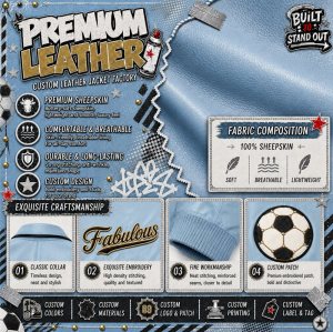 Custom Men's Player Applique Embroidery Sheepskin Varsity Uniform Jacket, Genuine Leather