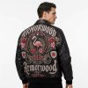 Plain Embroidery Lambskin Bomber Jacket, Genuine Leather for Men