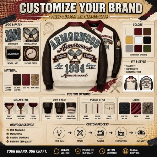 Men's Rhinestone Applique Embroidery Leather Jacket Custom Made