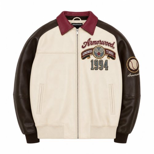 Men's Rhinestone Applique Embroidery Leather Jacket Custom Made