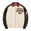 Men's Rhinestone Applique Embroidery Leather Jacket Custom Made