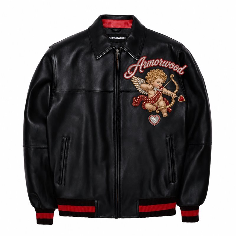 Custom Applique Embroidery Lambskin Jacket