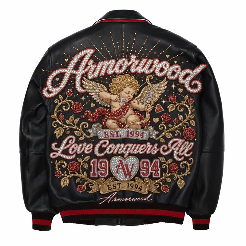 Custom Luxury Rhinestone Lambskin Men's Jacket