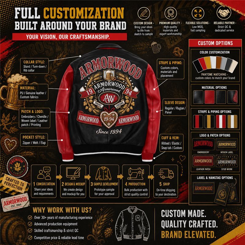Custom Men's Fall Genuine Leather Varsity Jacket
