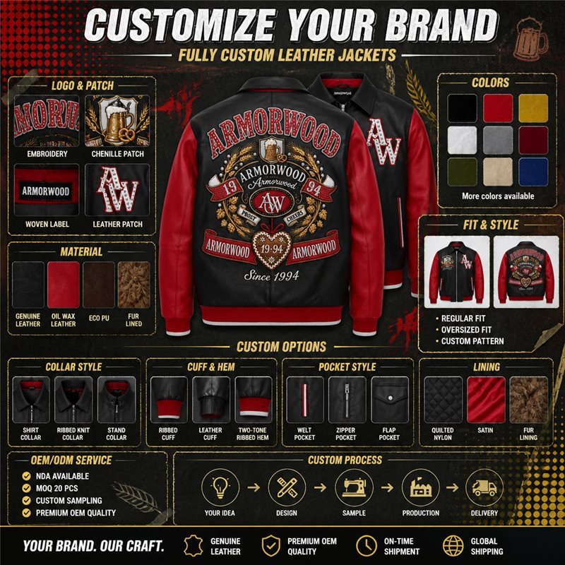 Full Custom Real Leather Men's Outerwear Manufacturer
