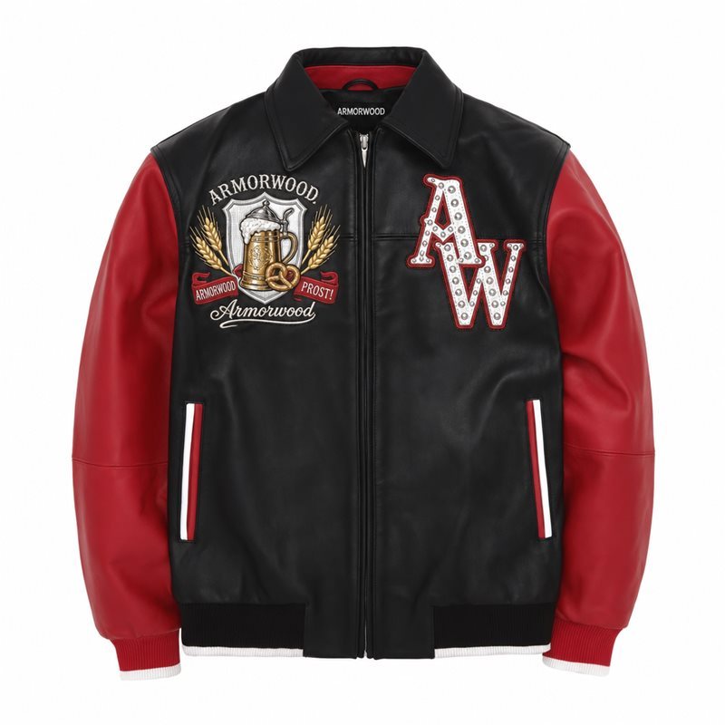Men's Fall Winter Leather Bomber Jacket