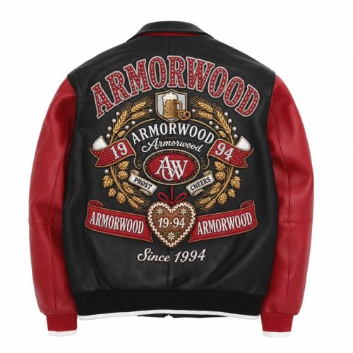 Men's Leather Patches Design Bomber Jacket, Applique, Lambskin