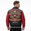 Men's Leather Patches Design Bomber Jacket, Applique, Lambskin