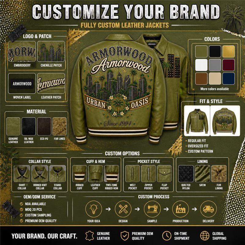 Custom Plain Embroidery Cowhide Bomber Jacket