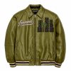 High Street Men's Fall Cowhide Leather Aviator Jacket, Rhinestone