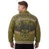 High Street Men's Fall Cowhide Leather Aviator Jacket, Rhinestone