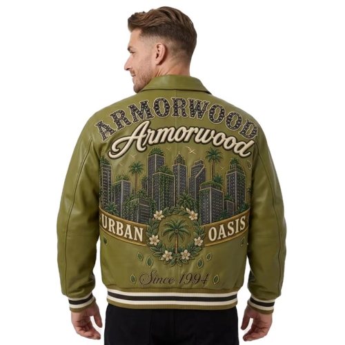 High Street Men's Fall Cowhide Leather Aviator Jacket, Rhinestone