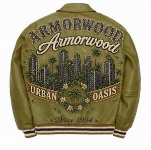 High Street Men's Fall Cowhide Leather Aviator Jacket, Rhinestone