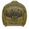 High Street Men's Fall Cowhide Leather Aviator Jacket, Rhinestone