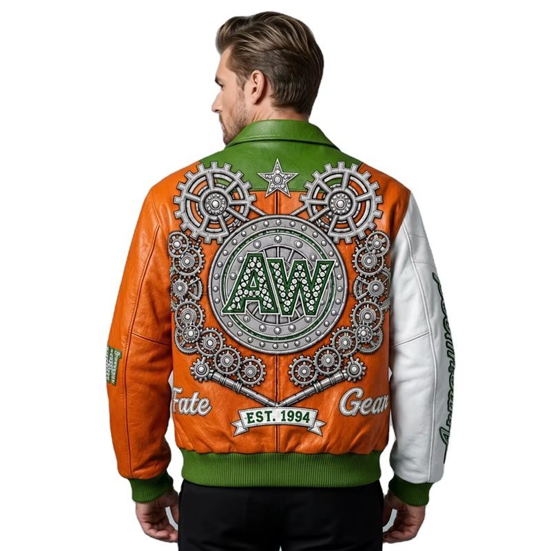 Custom Rhinestone Applique Lambskin Men's Jackets