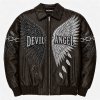Handmade Men's Plain Embroidery Leather Jacket, Rhinestone, Lambskin
