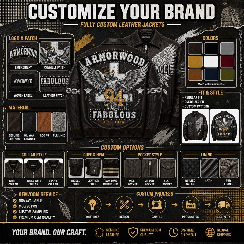 Handmade Men's Plain Embroidery Leather Jacket, Rhinestone, Lambskin