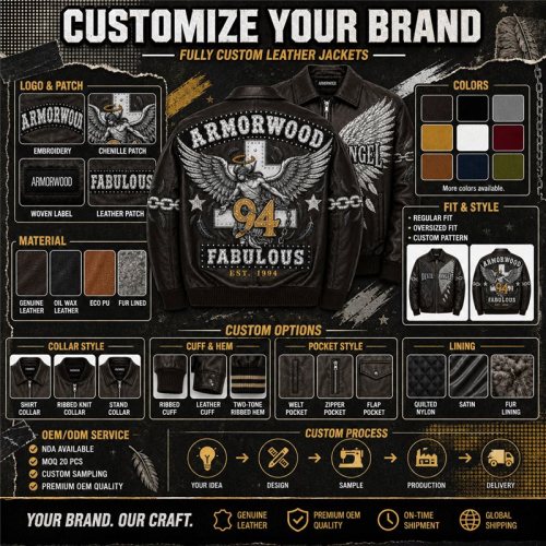 Handmade Men's Plain Embroidery Leather Jacket, Rhinestone, Lambskin