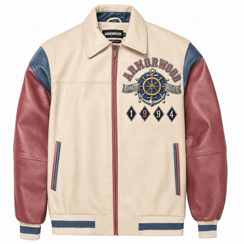 Custom Color Block Leather Jacket