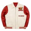 Custom Vintage Applique Embroidery Bomber Jacket, Genuine Leather