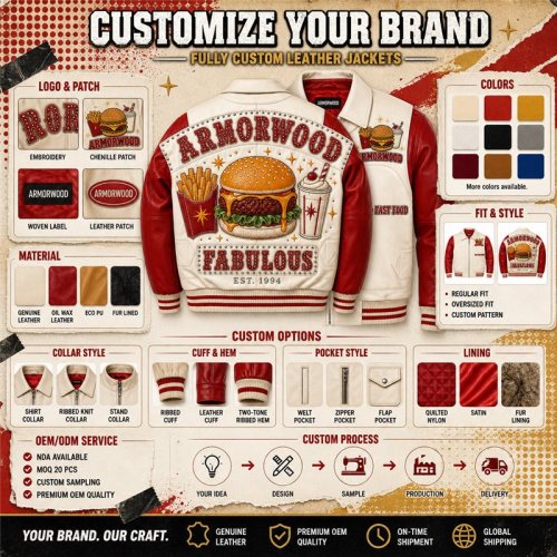 Custom Vintage Applique Embroidery Bomber Jacket, Genuine Leather