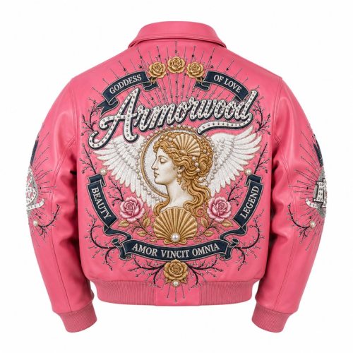 Women Lambskin Cropped Bomber Jacket, Genuine Leather, Applique