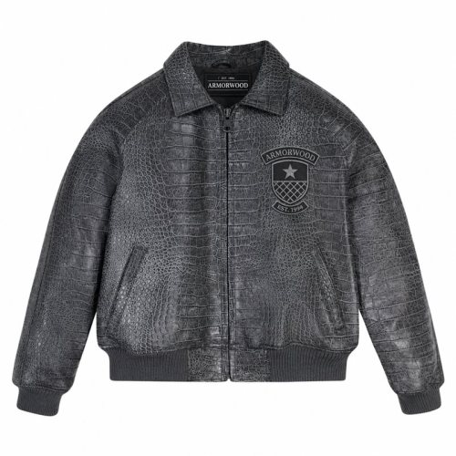 Custom 3D Embroidery Lambskin Aviator Jacket, Genuine Leather