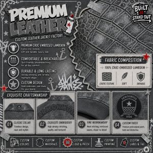 Custom 3D Embroidery Lambskin Aviator Jacket, Genuine Leather