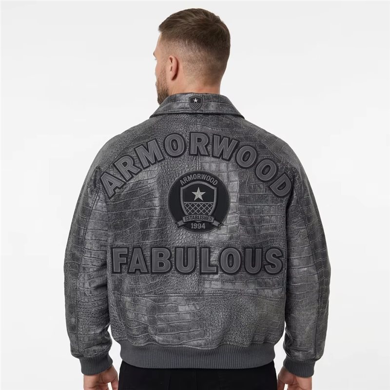 Custom Croc Embossed Leather Aviator Jackets
