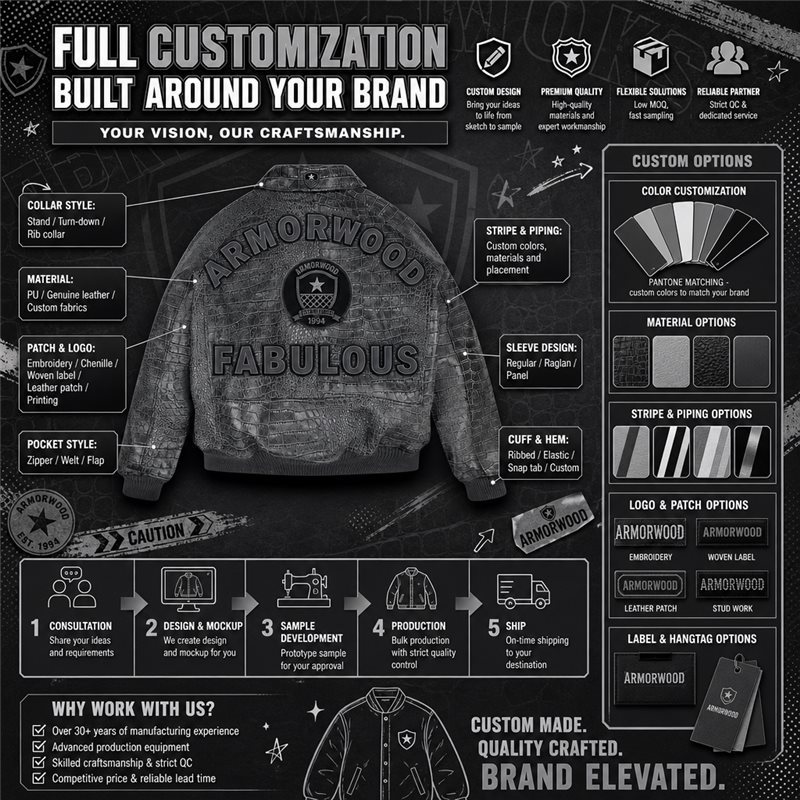 Custom Embossed Leather Aviator Bomber Jacket for Men