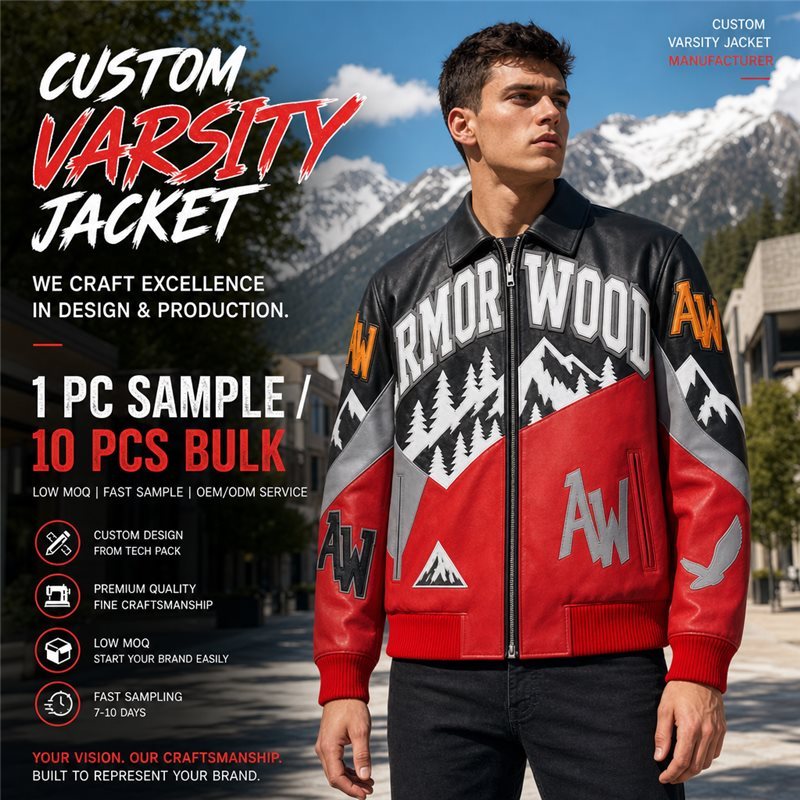 High Street Men's Lambskin Leather Varsity Jacket, Applique, Custom Made to Order