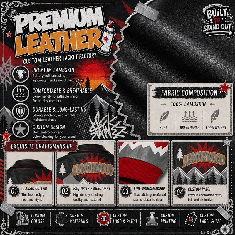 Custom Leather Patch Applique Men's Jacket