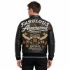 Custom Men's Lambskin Bomber Jacket, Genuine Leather, Rhinestone