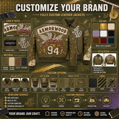 Women Leather Coach Jacket with Applique Embroidery, Rhinestone