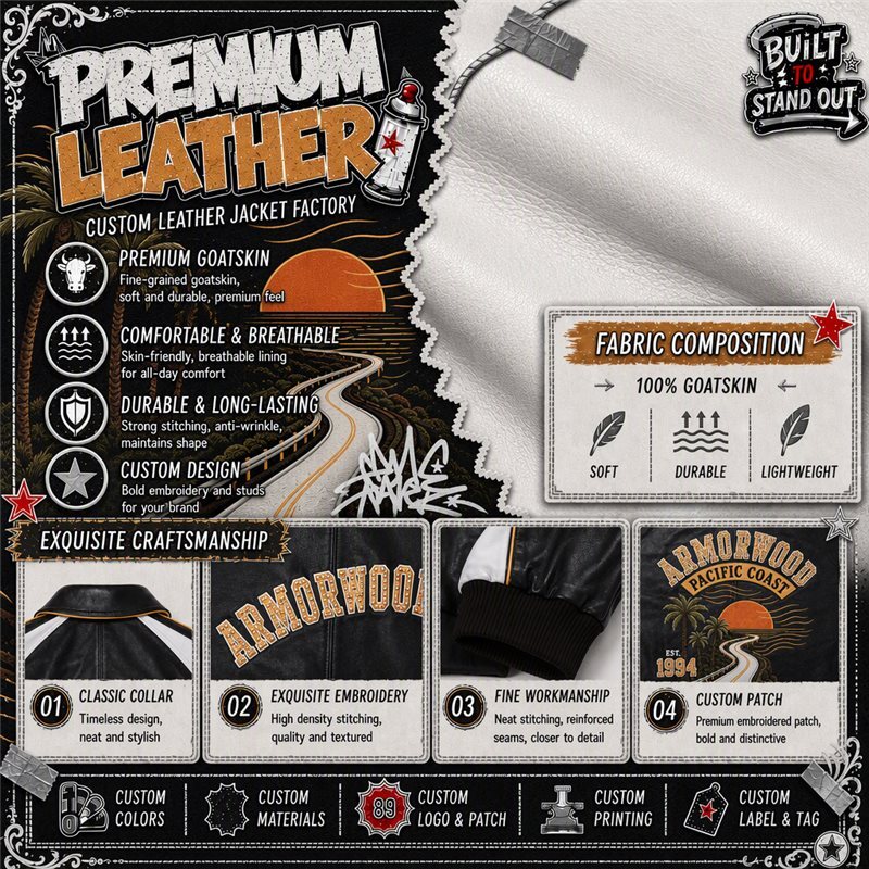 Custom Genuine Goatskin Men's Bomber Jacket