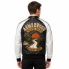 Full Custom Men's Embroidered Logo Goatskin Varsity Jacket, Genuine Leather