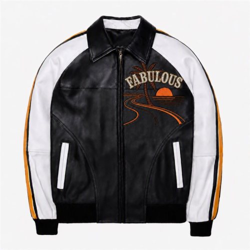 Full Custom Men's Embroidered Logo Goatskin Varsity Jacket, Genuine Leather