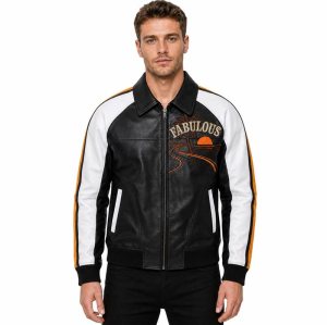Full Custom Men's Embroidered Logo Goatskin Varsity Jacket, Genuine Leather
